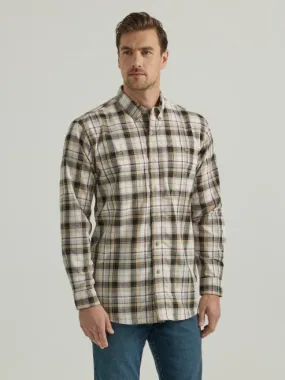 112330349- Wrangler Men’s Rugged Wear LS Easy Care Plaid Button-Down Shirt - Khaki