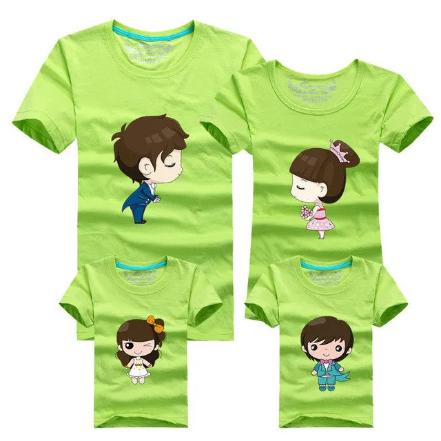 1pcs Family Look T Shirts 16 Colors 2016 Brand Summer Family Matching Clothes Dad & Mom & Son & Daughter Cartoon Family Outfits