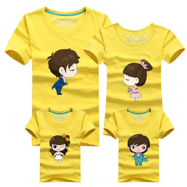 1pcs Family Look T Shirts 16 Colors 2016 Brand Summer Family Matching Clothes Dad & Mom & Son & Daughter Cartoon Family Outfits