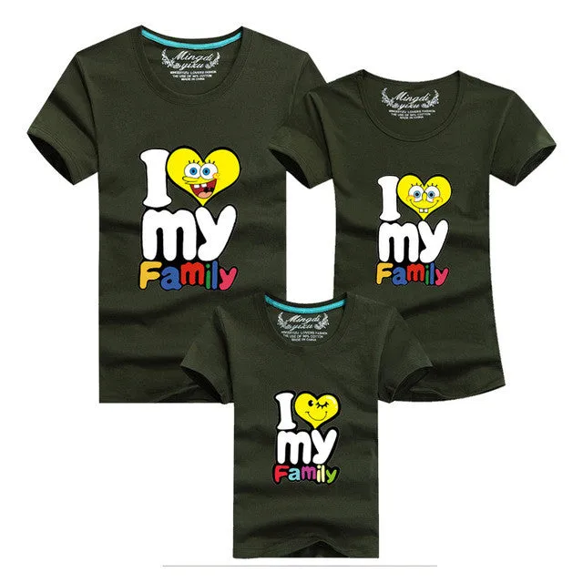 1Piece New Family Matching Outfits T-shirt Color Clothes For  2017 Summer family clothes mother father daughter son Top Clothing