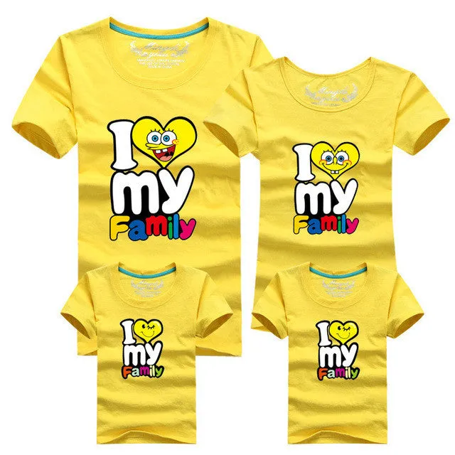 1Piece New Family Matching Outfits T-shirt Color Clothes For  2017 Summer family clothes mother father daughter son Top Clothing