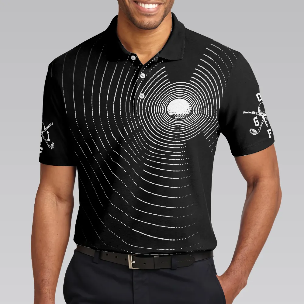 3D Effect Gold Ball And Golfer All Over Print Polo Shirt For Men, Best Golf Shirt For Men