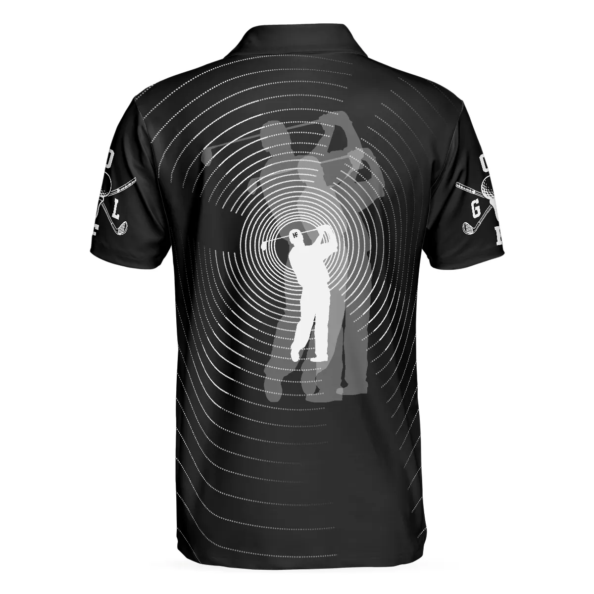 3D Effect Gold Ball And Golfer All Over Print Polo Shirt For Men, Best Golf Shirt For Men