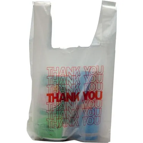 6" x 3" x 12" - "Thank You" Shopping Bags 0.65 mil