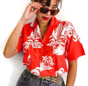 80s vintage cotton novelty print shirt