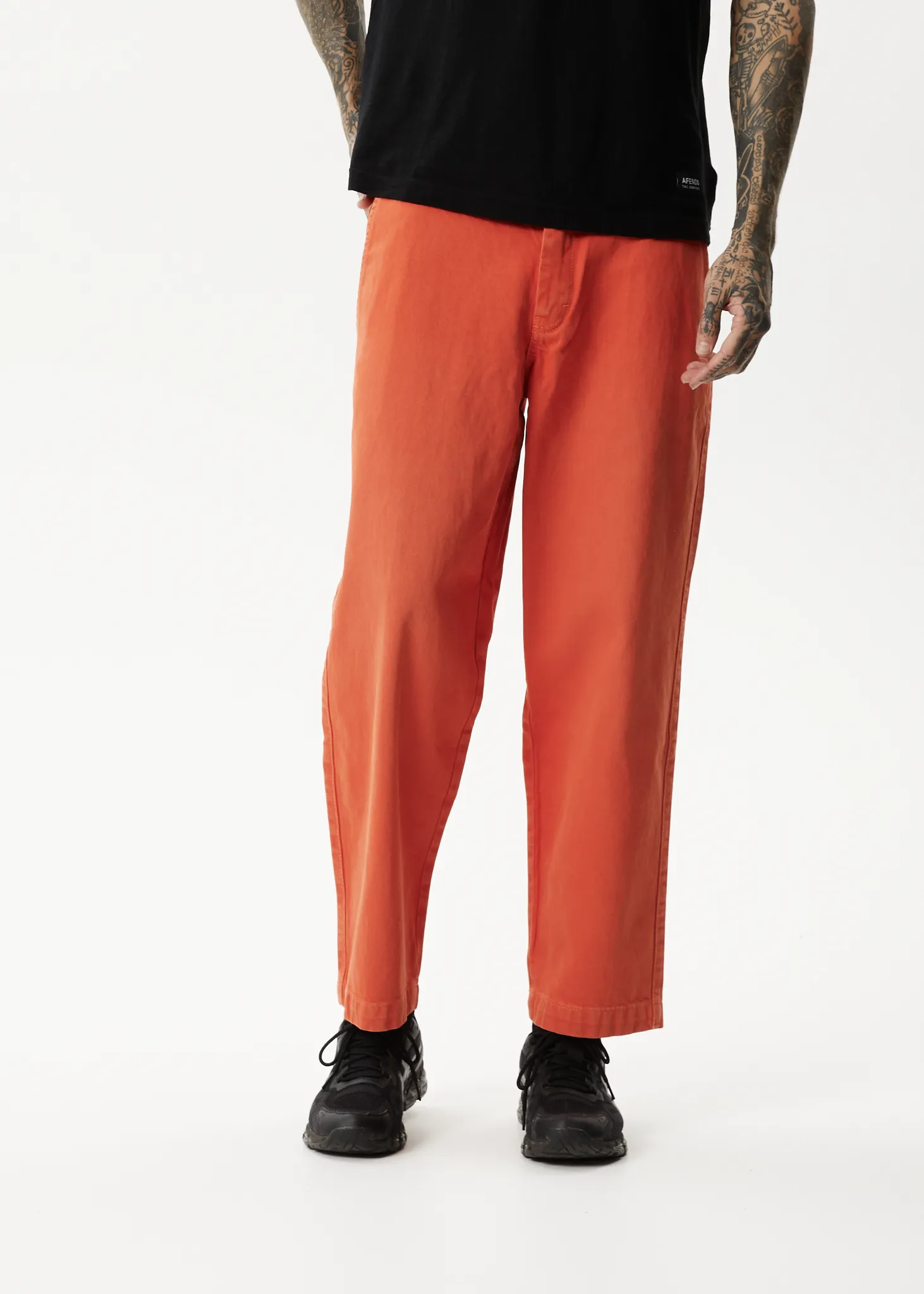 AFENDS Mens Louie - Denim Wide Leg Jeans - Faded Orange