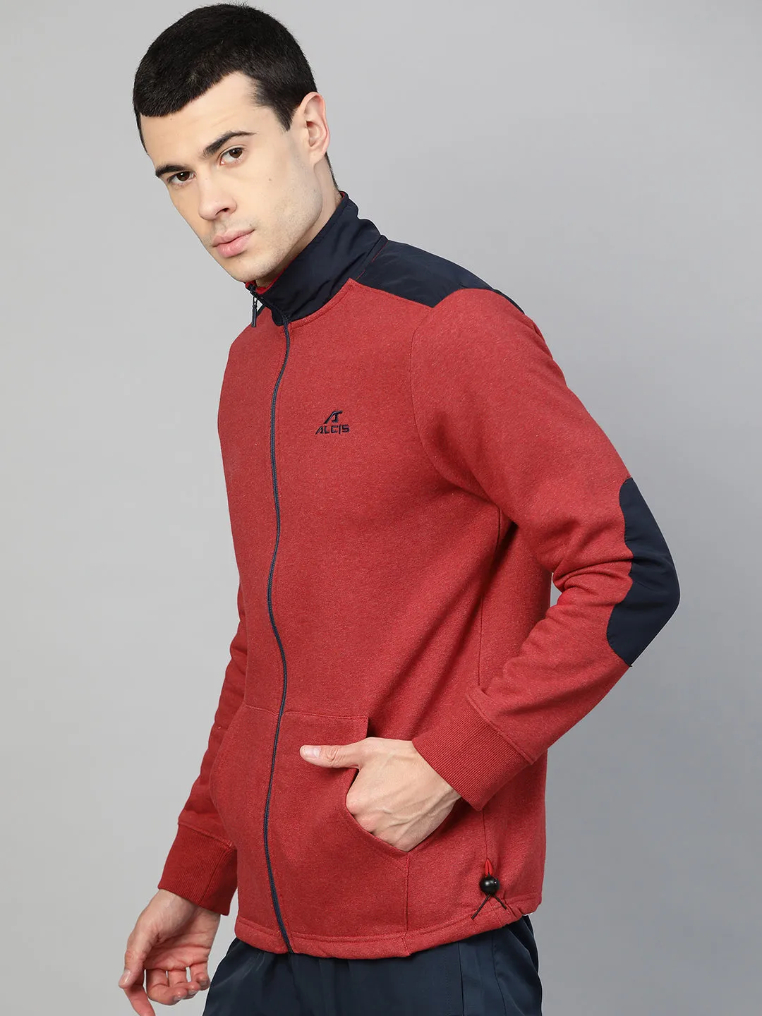 Alcis Men Rust Red Solid Sporty Jacket