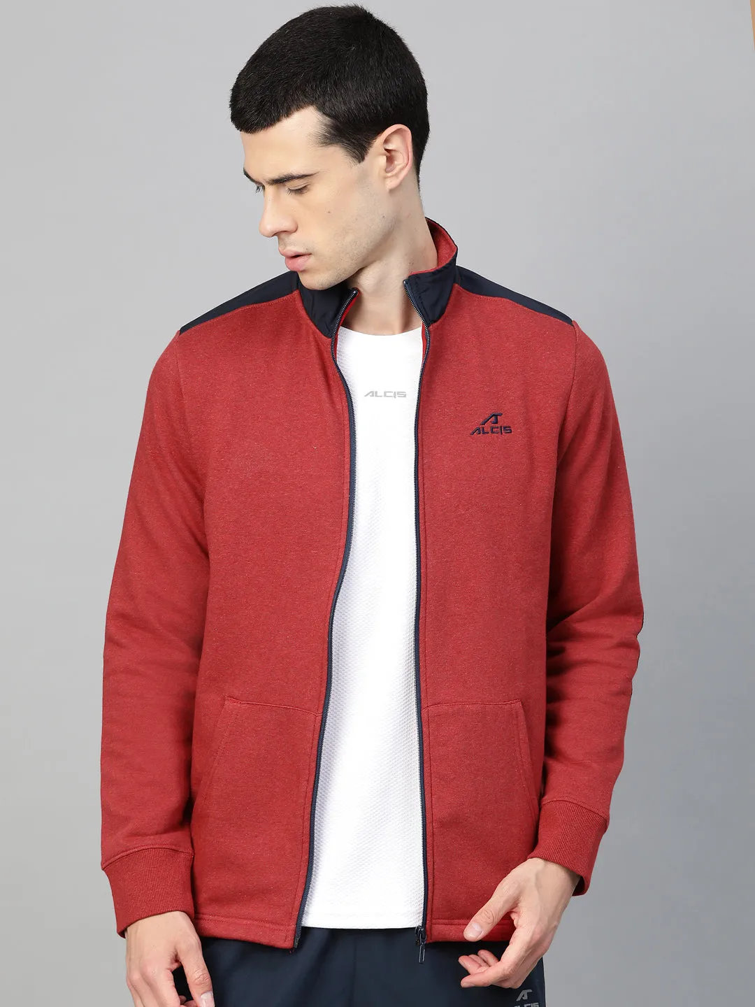 Alcis Men Rust Red Solid Sporty Jacket