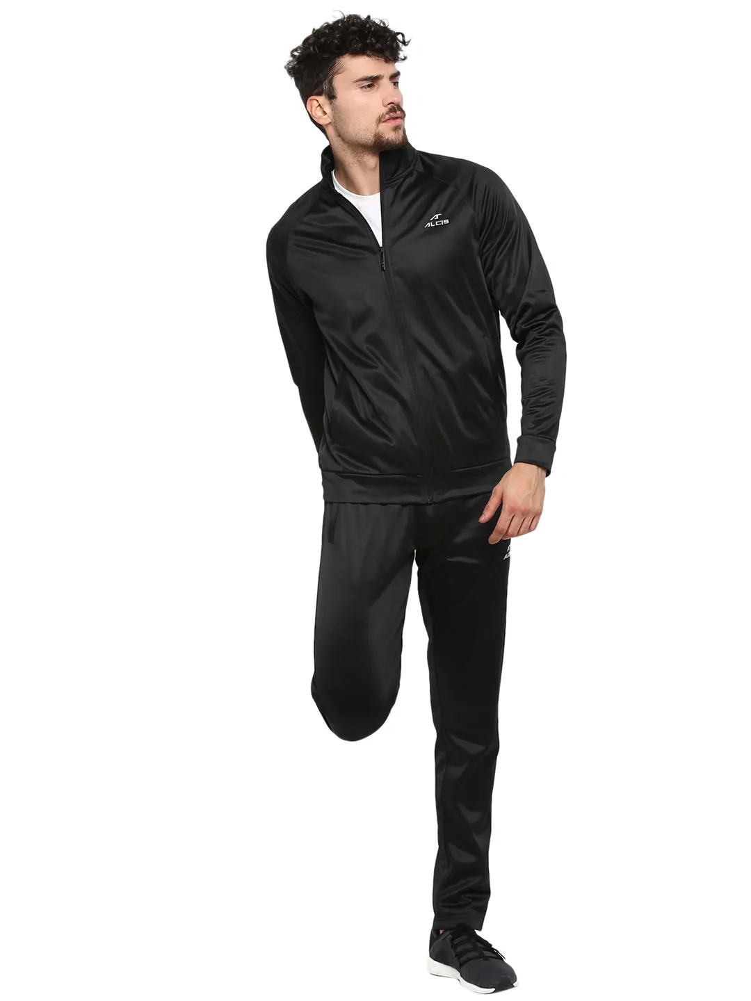 Alcis Men Solid Black Tracksuits