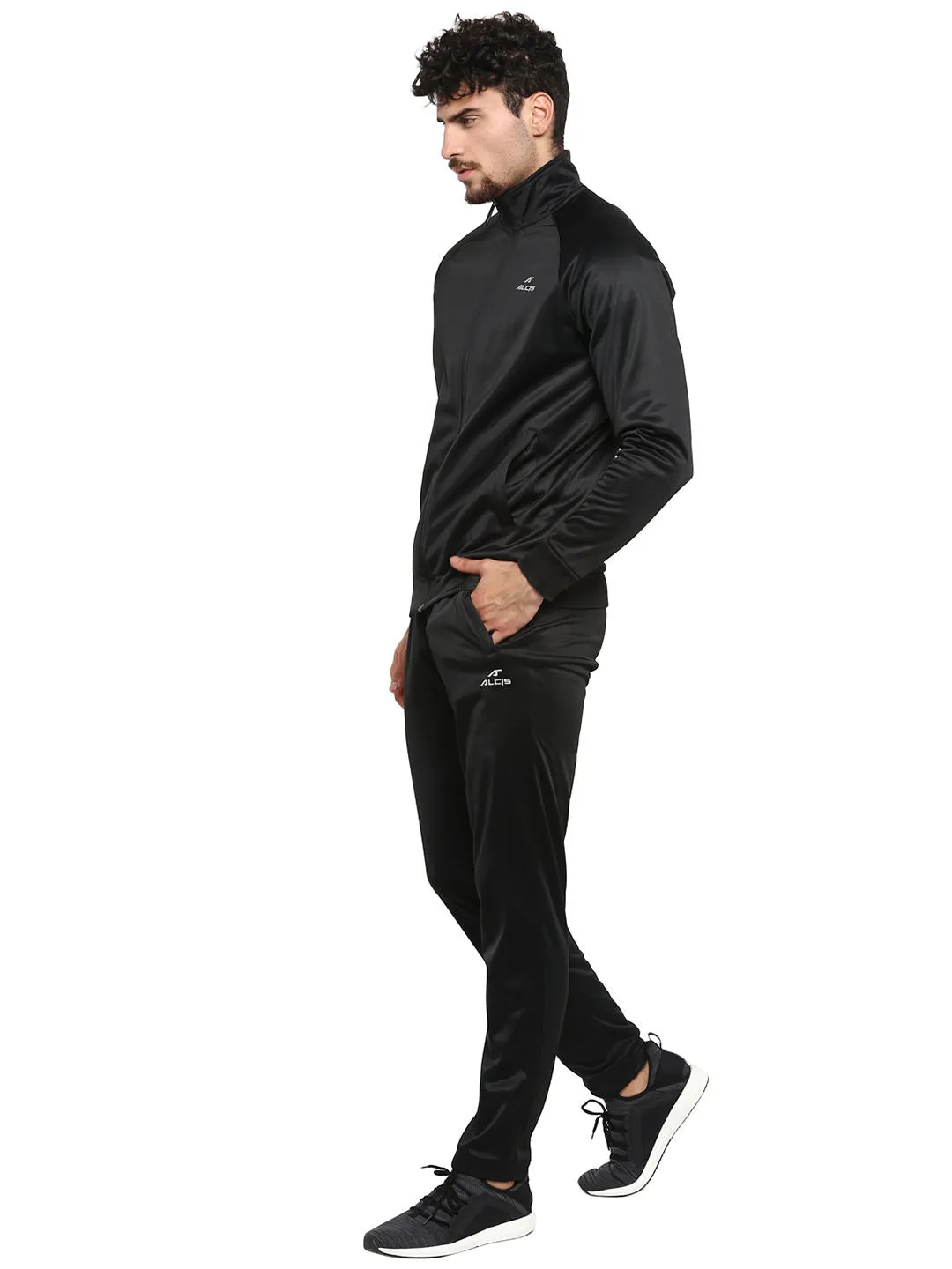 Alcis Men Solid Black Tracksuits