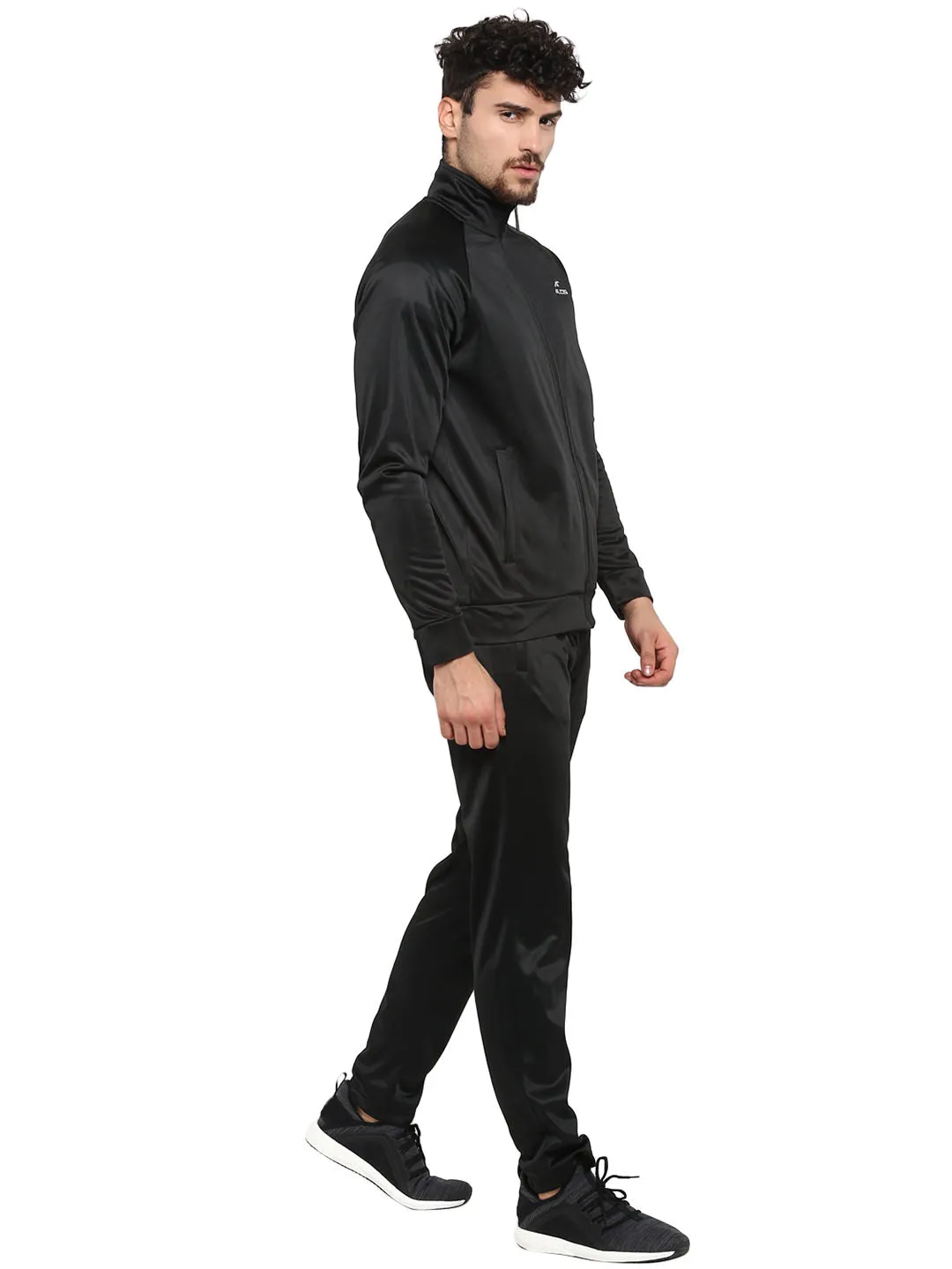 Alcis Men Solid Black Tracksuits