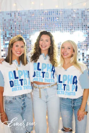 Alpha Delta Pi Blue Recruitment Colorblock Henley