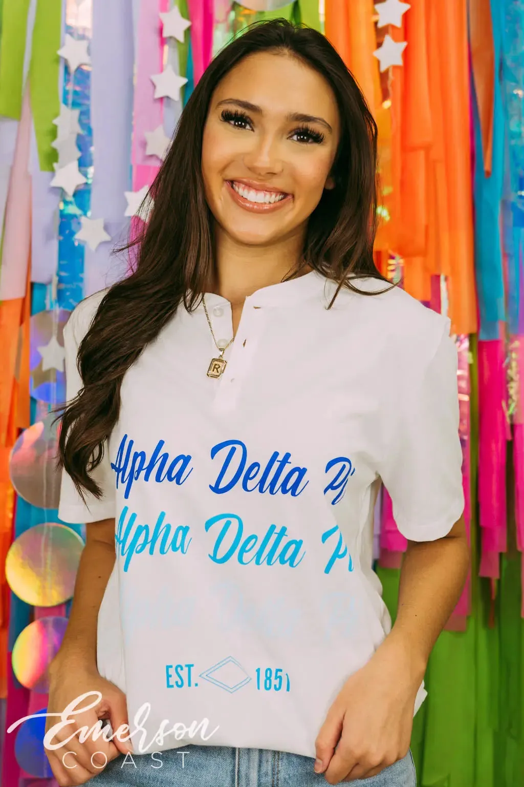 Alpha Delta Pi Repeating Short Sleeve Henley