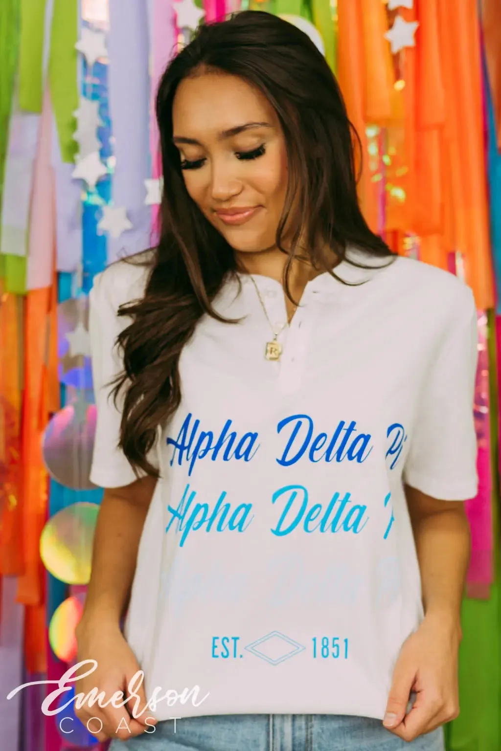 Alpha Delta Pi Repeating Short Sleeve Henley