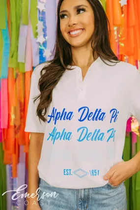 Alpha Delta Pi Repeating Short Sleeve Henley