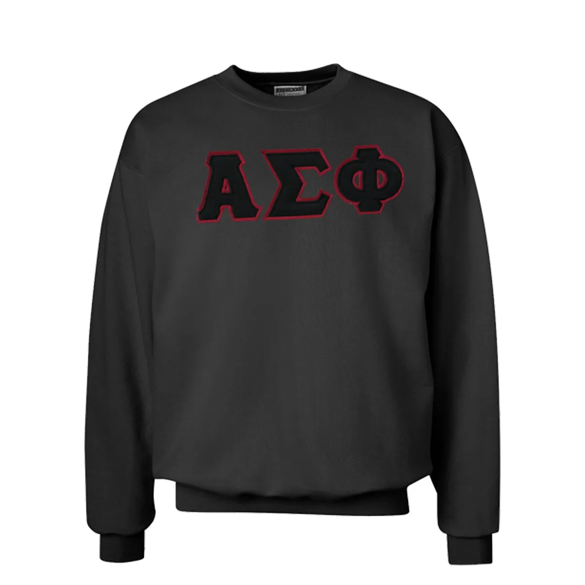 Alpha Sigma Phi Black Crewneck Sweatshirt with Sewn On Letters