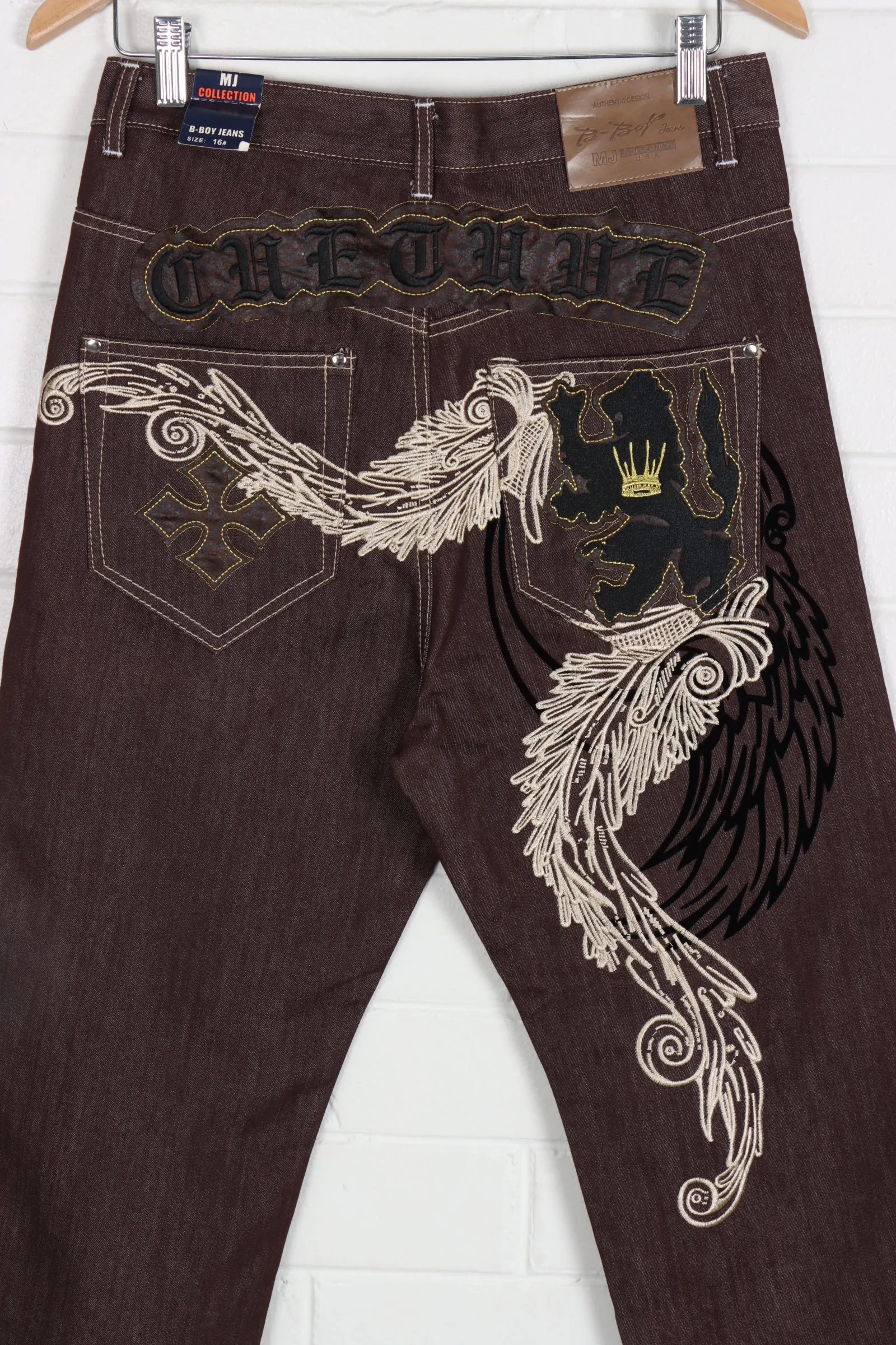 B-Boy MJ Collection Embroidered Wings Brown Jeans (16)