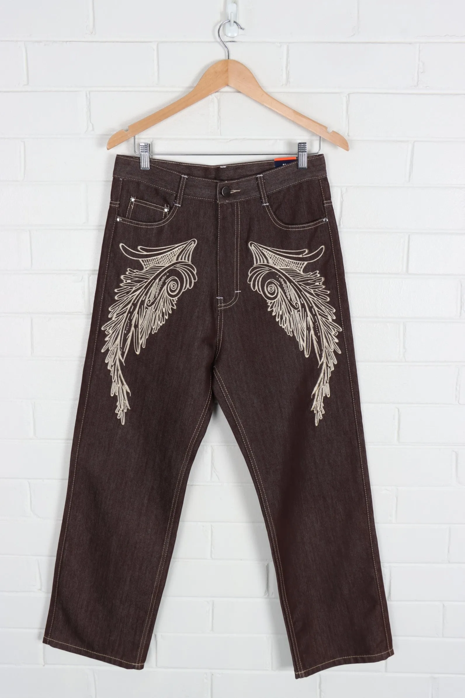 B-Boy MJ Collection Embroidered Wings Brown Jeans (16)