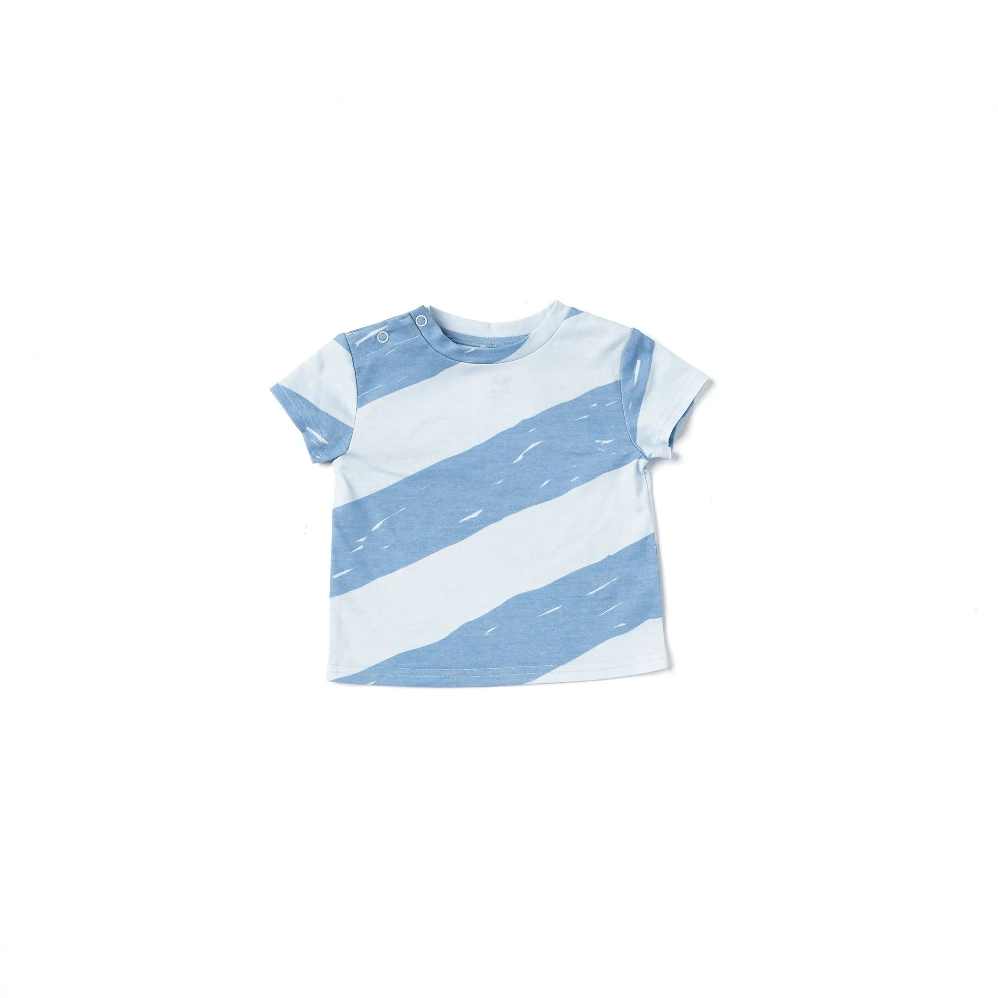 Baby Boxy T-Shirt with Stripes | Blue