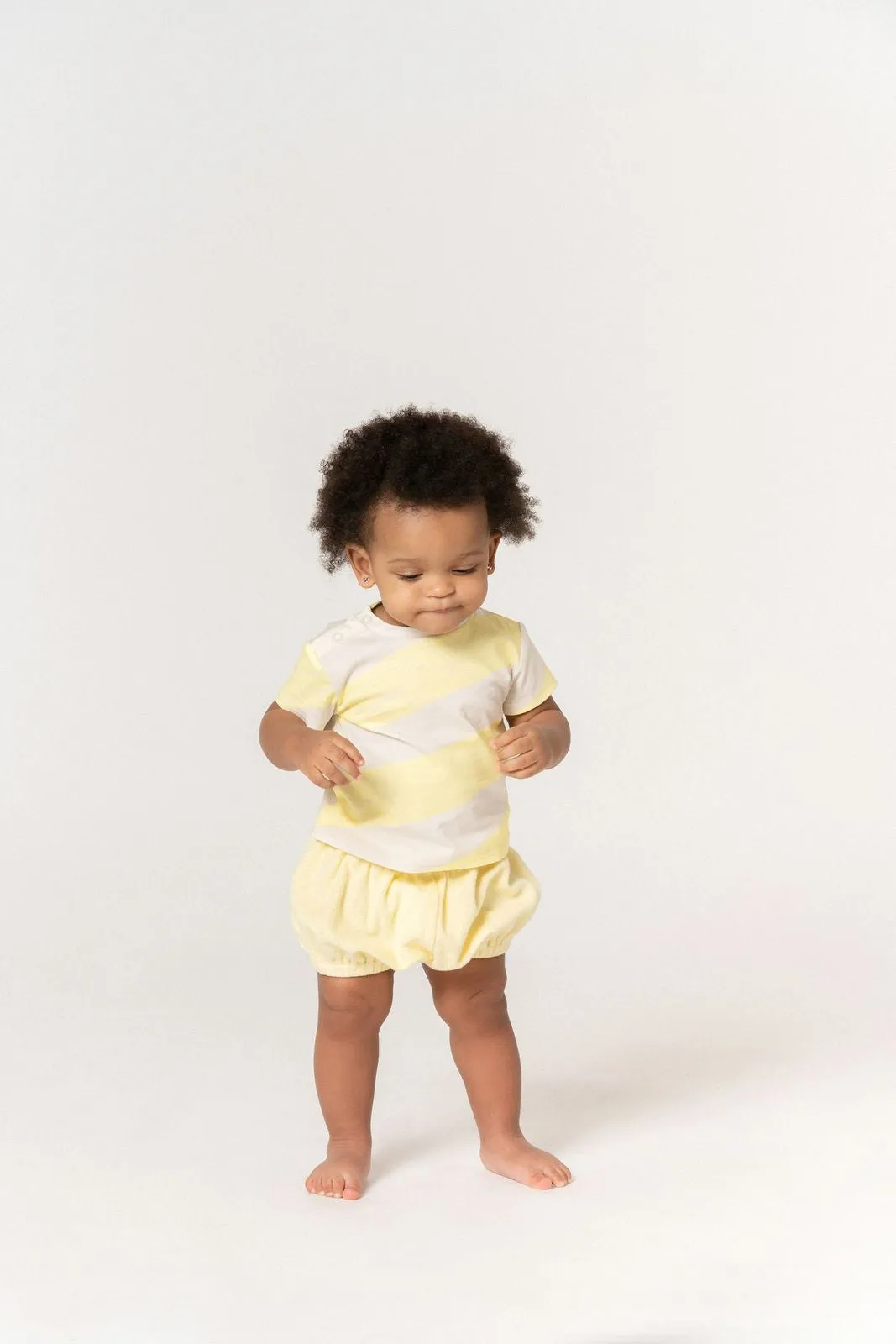 Baby Boxy T-Shirt with Stripes | Blue