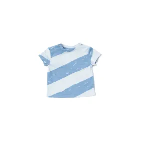 Baby Boxy T-Shirt with Stripes | Blue