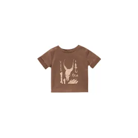 Baby Boxy t-shirt Yee Haw print - Brown