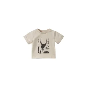 Baby Boxy t-shirt Yee Haw print - Sand