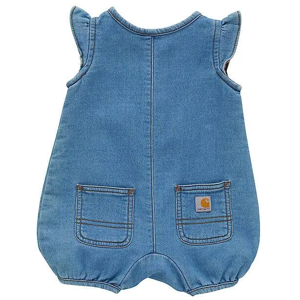 Baby Girls' Short-Sleeve Denim Henley Romper CM9750