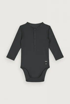 Baby L/S Henley Body | Nearly Black