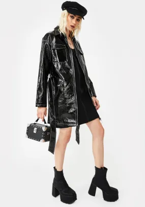 Belted Vegan Leather Trench Coat