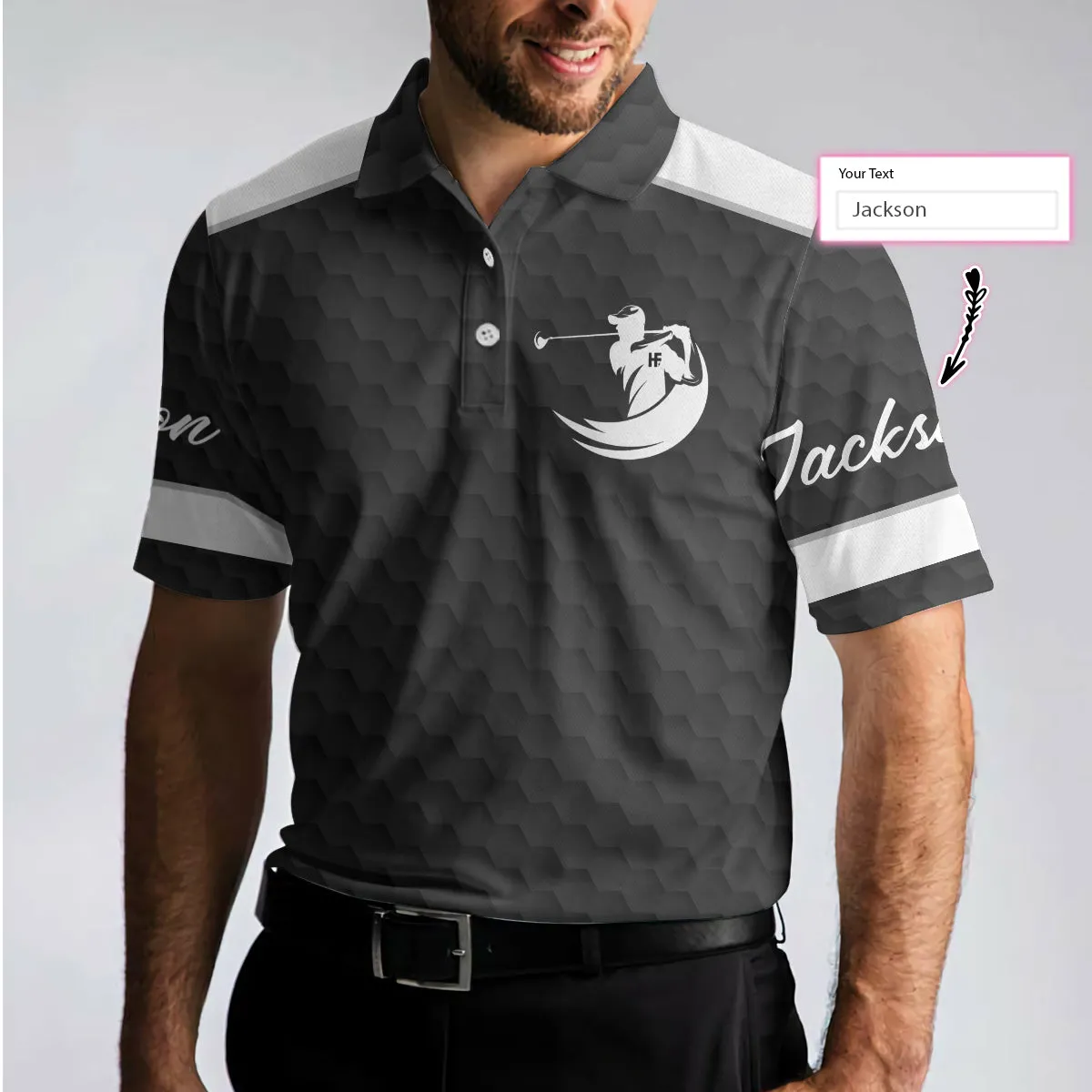 Best Papa By Par Black Golf Pattern Custom Polo Shirt, Personalized Polo Shirt, Best Golf Shirt For Men