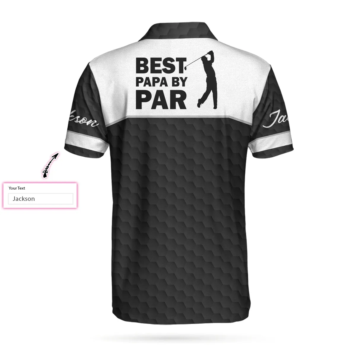 Best Papa By Par Black Golf Pattern Custom Polo Shirt, Personalized Polo Shirt, Best Golf Shirt For Men