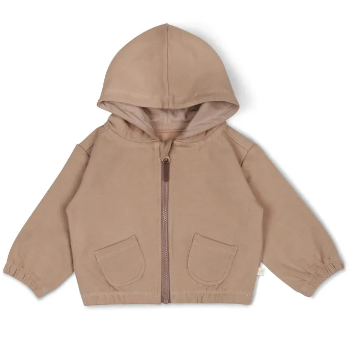 Bio-Fleece Kapuzenjacke - Taupe