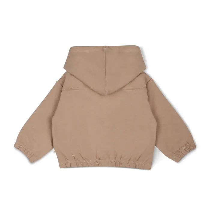 Bio-Fleece Kapuzenjacke - Taupe