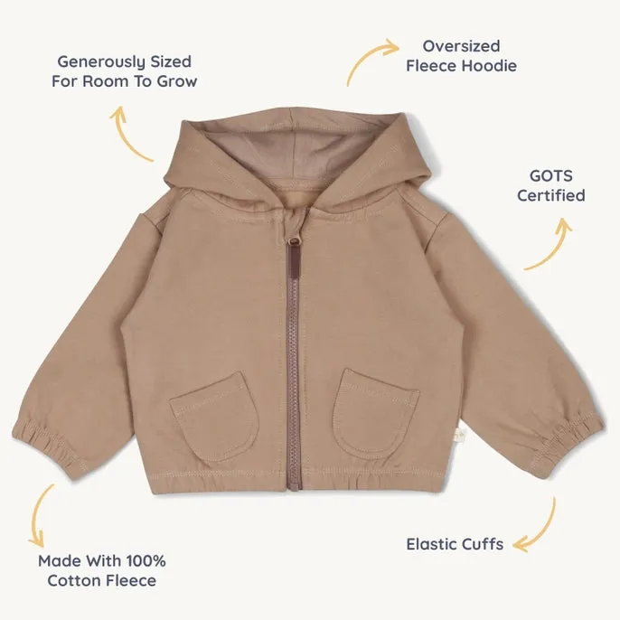 Bio-Fleece Kapuzenjacke - Taupe