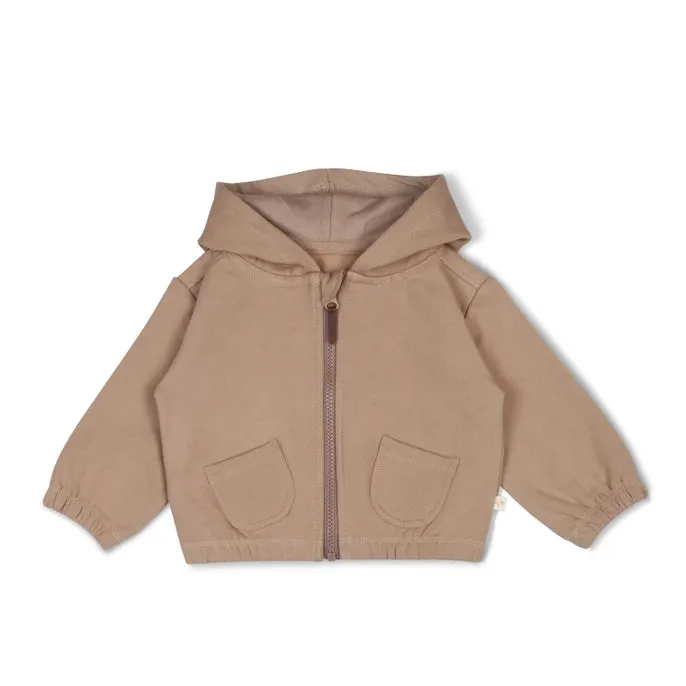 Bio-Fleece Kapuzenjacke - Taupe