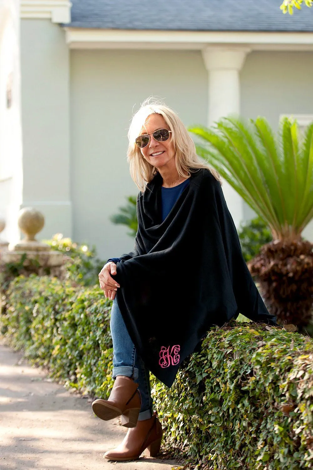 Black Chelsea Poncho - Personalized