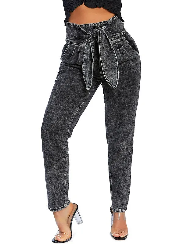 Bow Together-  BlacDenim Pants