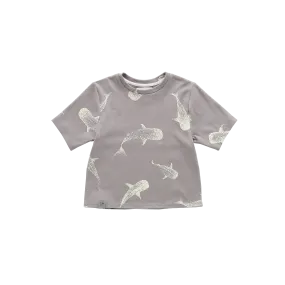 Boxy T-Shirt with All Over Print | Grey