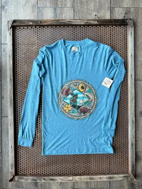 Breakaway Roper triblend long sleeve tee in denim  blue