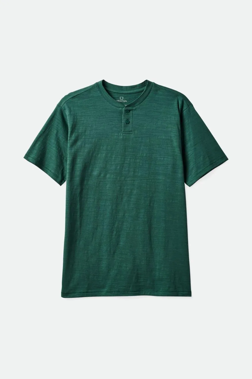 BRIXTON BASIC SLUB SHORT SLEEVE HENLEY TEE SPRUCE