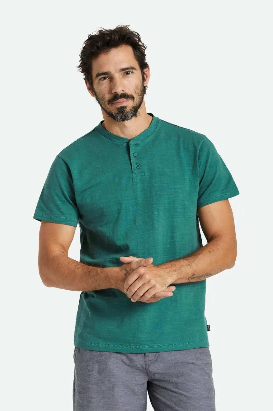 BRIXTON BASIC SLUB SHORT SLEEVE HENLEY TEE SPRUCE