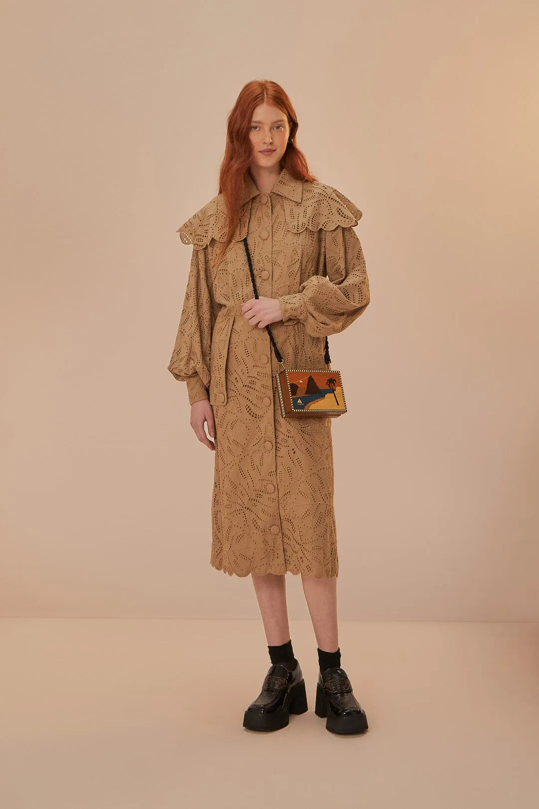 Brown Laise Trench Coat