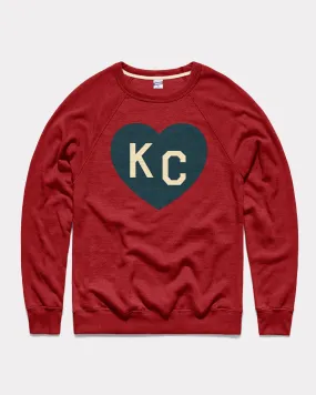 Cardinal & Navy KC Heart Crewneck