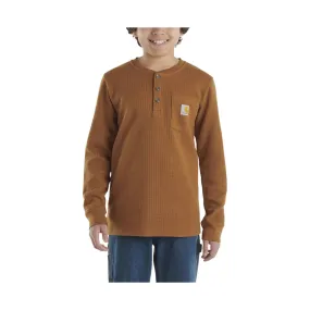 Carhartt Boys' Long Sleeve Henley Pocket Tee - Brown