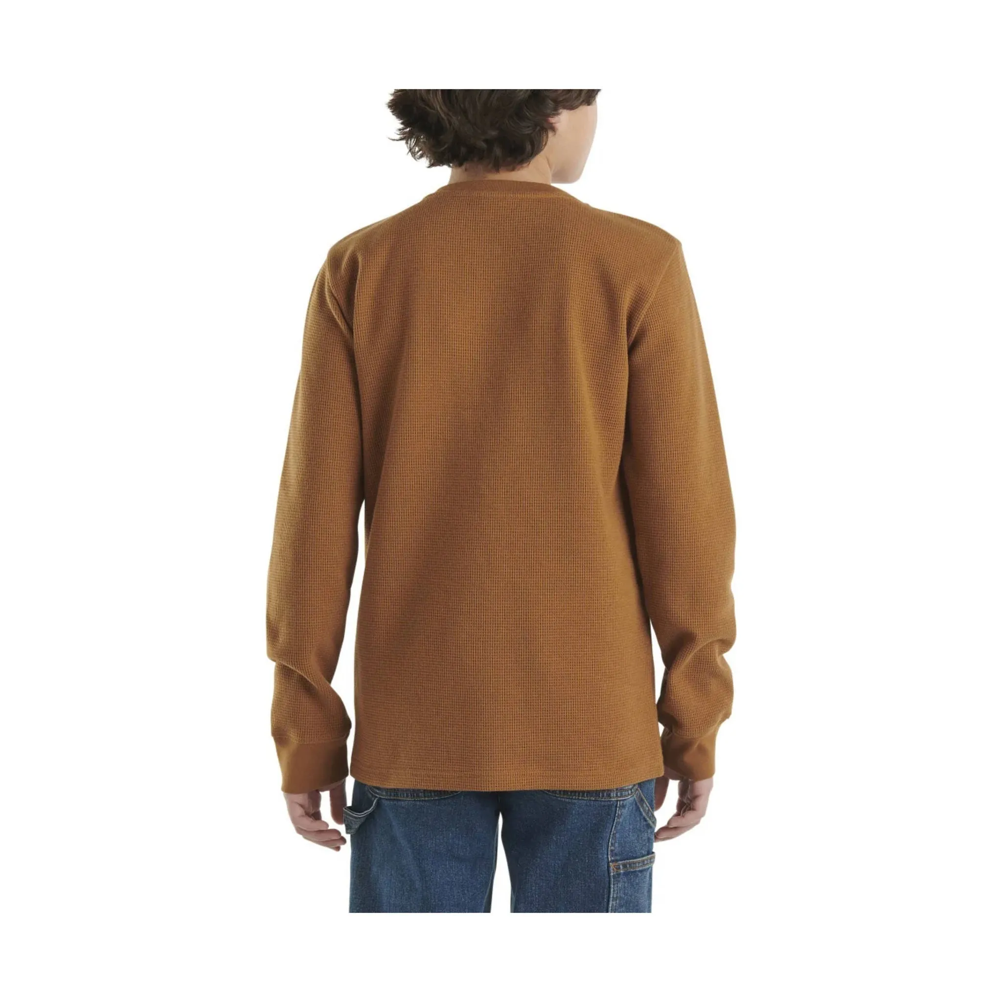 Carhartt Boys' Long Sleeve Henley Pocket Tee - Brown