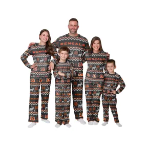 Cincinnati Bengals NFL Ugly Pattern Family Holiday Pajamas