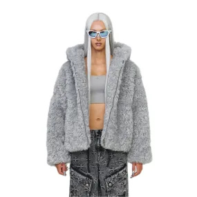 Compass Snowman Classic Faux Fur Jacket Gray