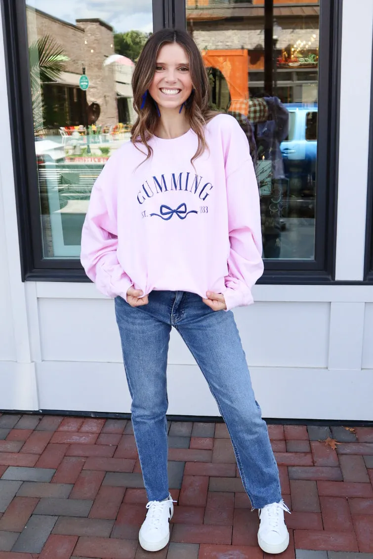 Cumming Bow Sweatshirt- Pink