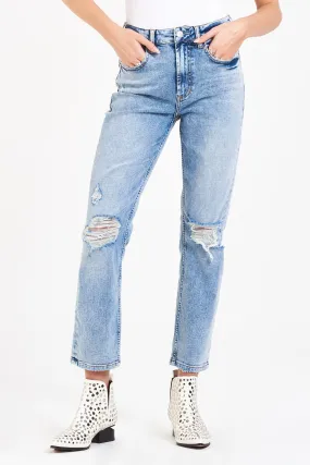 Dear John 'Jodi' Super High Rise Straight Jeans in Horizon